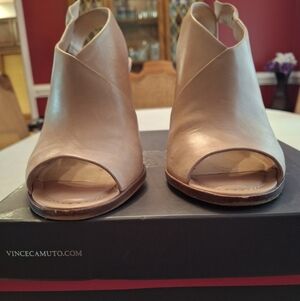 Vince Camuto Cream Peep-Toe Heels